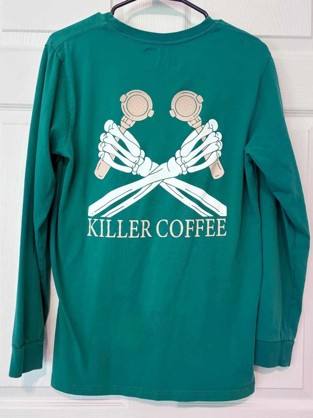 Dutch Bros Werewolf & Skeleton Teal Long Sleeve Tee